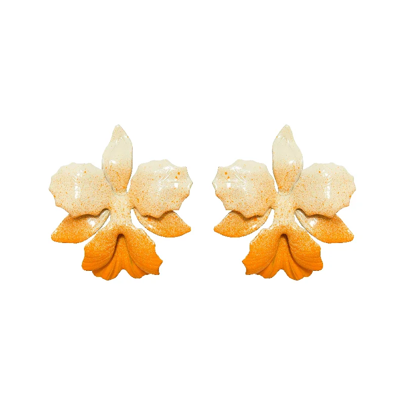 Hoop earrings with polished metal for a shiny and high-quality finish-La'akea Orchid Studs