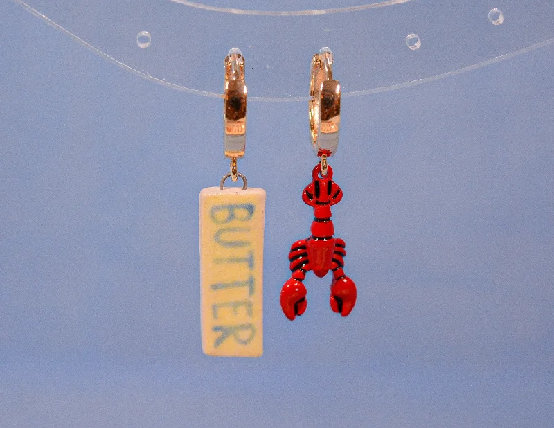 Best hoop earrings with braided leather for a rustic, stylish finish-Lobster & Butter Earrings