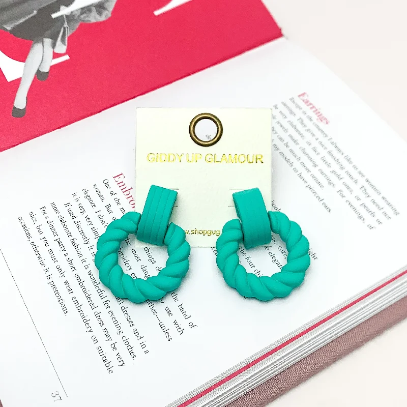 Hoop earrings with open designs for a modern, lighthearted vibe-Made to Party Twisted Circle Earrings in Mint Green