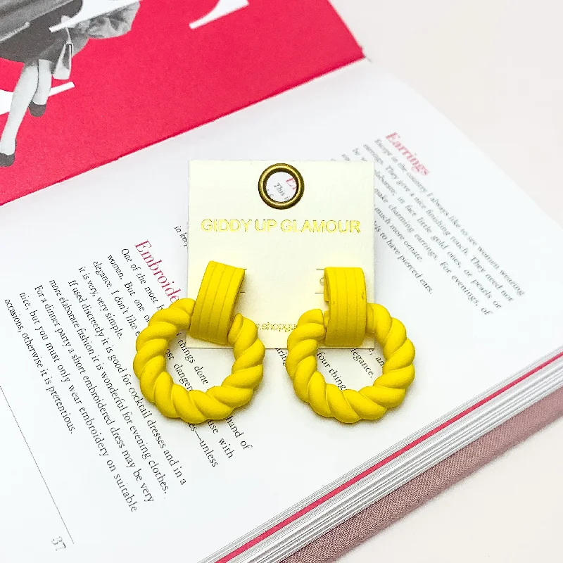 Hoop earrings with textured finishes for a vintage and classic style-Made to Party Twisted Circle Earrings in Yellow