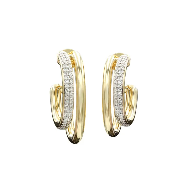 Hoop earrings with a chunky design for a bold and trendy statement-Madre Oval Double Line Claw Hoops