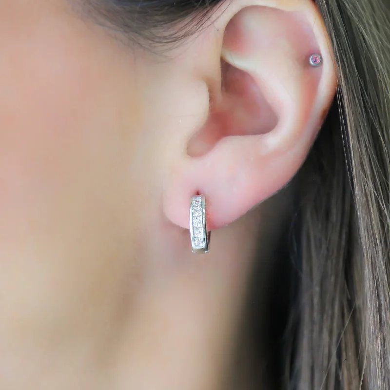 Hoop earrings with snake print designs for an edgy, wild appearance-MEGAN - Sterling Silver and Zircon Hoop Earrings