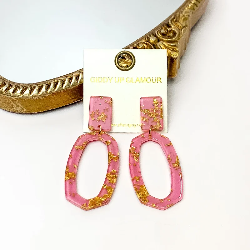 Best hoop earrings with geometric cuts for a sharp, modern appeal-Miami Marble Open Oval Earrings in Pink