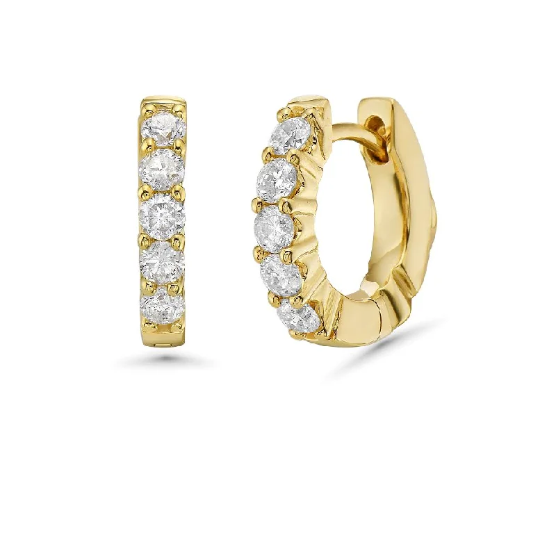 Hoop earrings with floral motifs for a feminine and nature-inspired look-Diamond Huggies Hoop Earrings (0.50 ct.) in 14K Gold