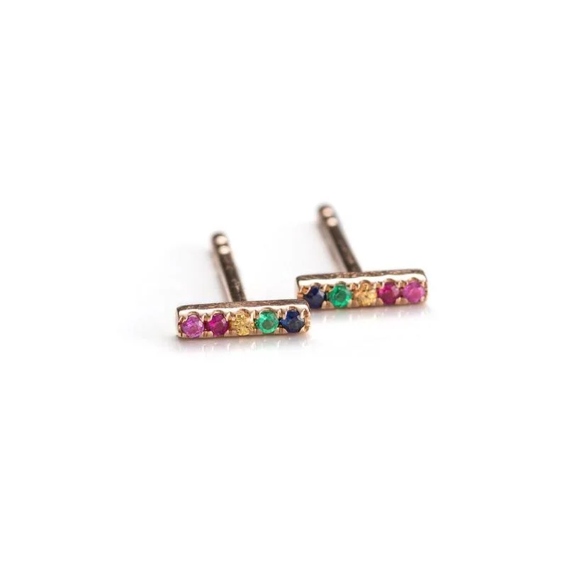 Best hoop earrings with geometric triangle shapes for a modern, chic design-Mini Rainbow Bars