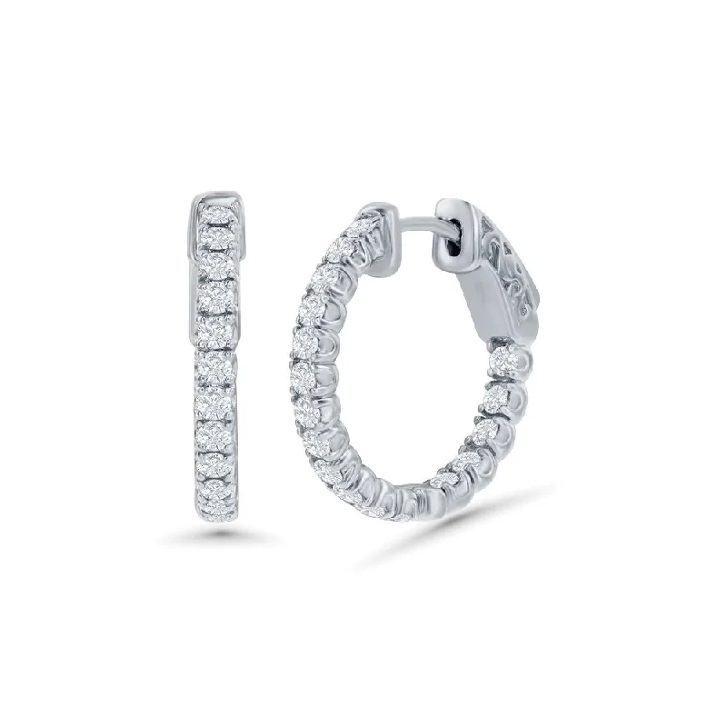 Hoop earrings with a chunky design for a bold and trendy statement-Diamond Inside-Out Hoop Earrings (1.50 ct.) in 14K Gold