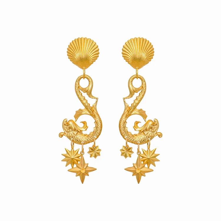 Hoop earrings with textured gold for a refined and sophisticated aesthetic-Neptune Earrings