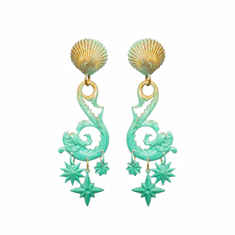 Hoop earrings with braided patterns for a detailed and textured finish-Aqua Neptune Earrings