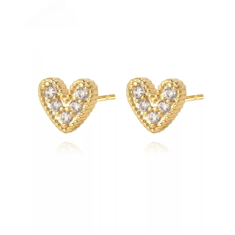 Hoop earrings with spiral designs for a dynamic and fluid look-Nia Pave Heart Studs