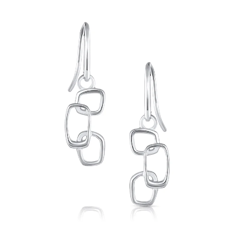 Best hoop earrings with crescent-shaped designs for a bold, moon-inspired style-Open Freeform Rectangle Drop Earring