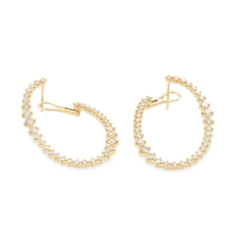 Hoop earrings with diamond-cut surfaces for added sparkle and shine-Oval Galaxy Diamond Corkscrew Earrings