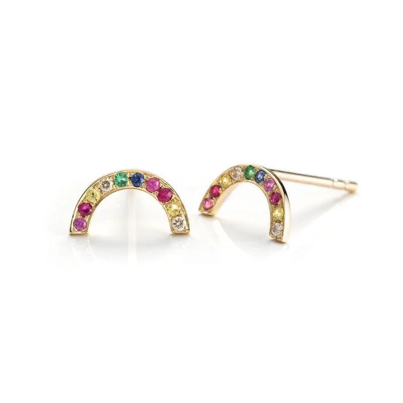 Hoop earrings with leather accents for a sleek and bold combination-Over the Rainbow Studs