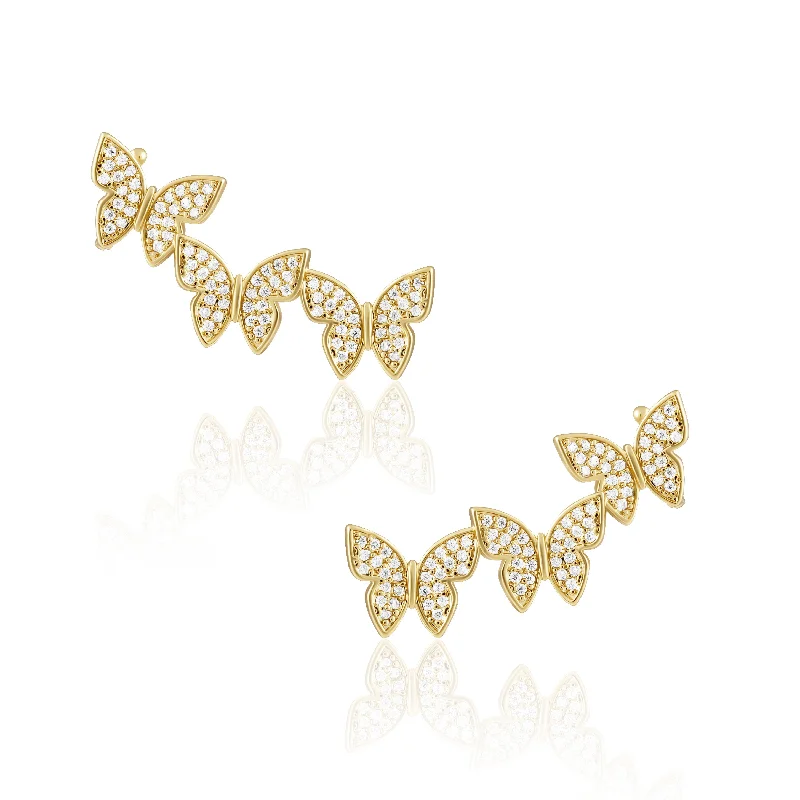 Best hoop earrings with minimal embellishments for a sleek and modern look-Pave Butterfly Ear Crawlers