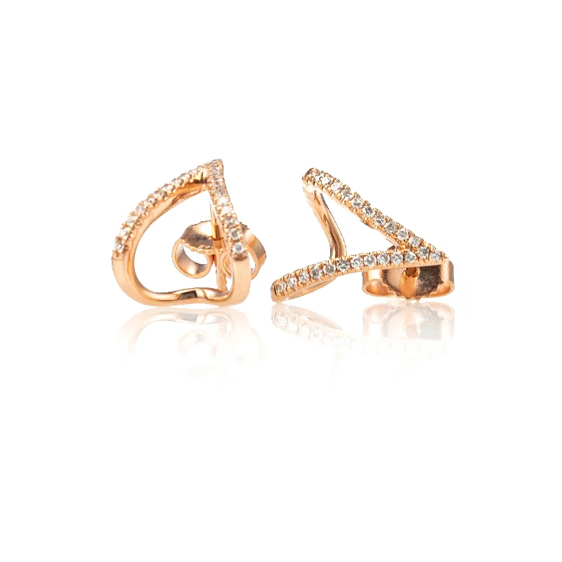 Hoop earrings with stacked layers for a bold and textured design-Pave Diamond V Claw Studs