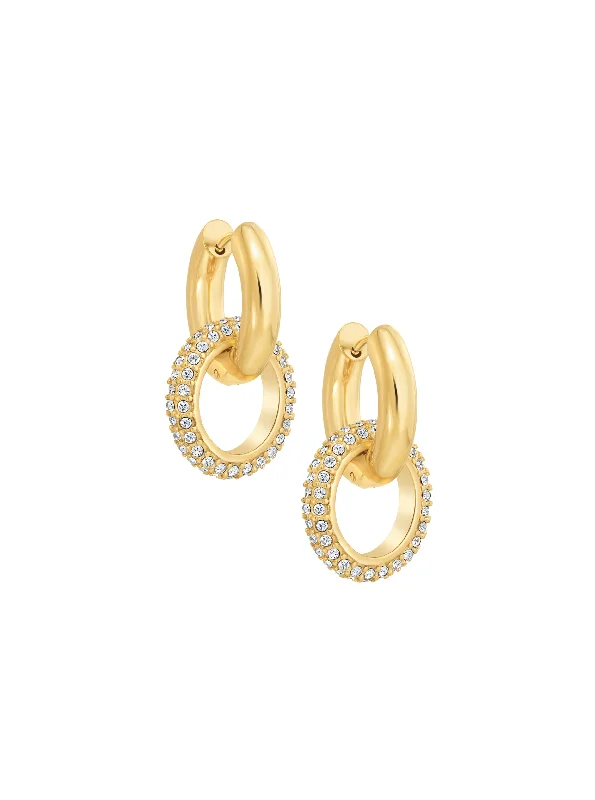 Best hoop earrings with hammered gold for a rustic yet elegant look-Pave Duo Hoops