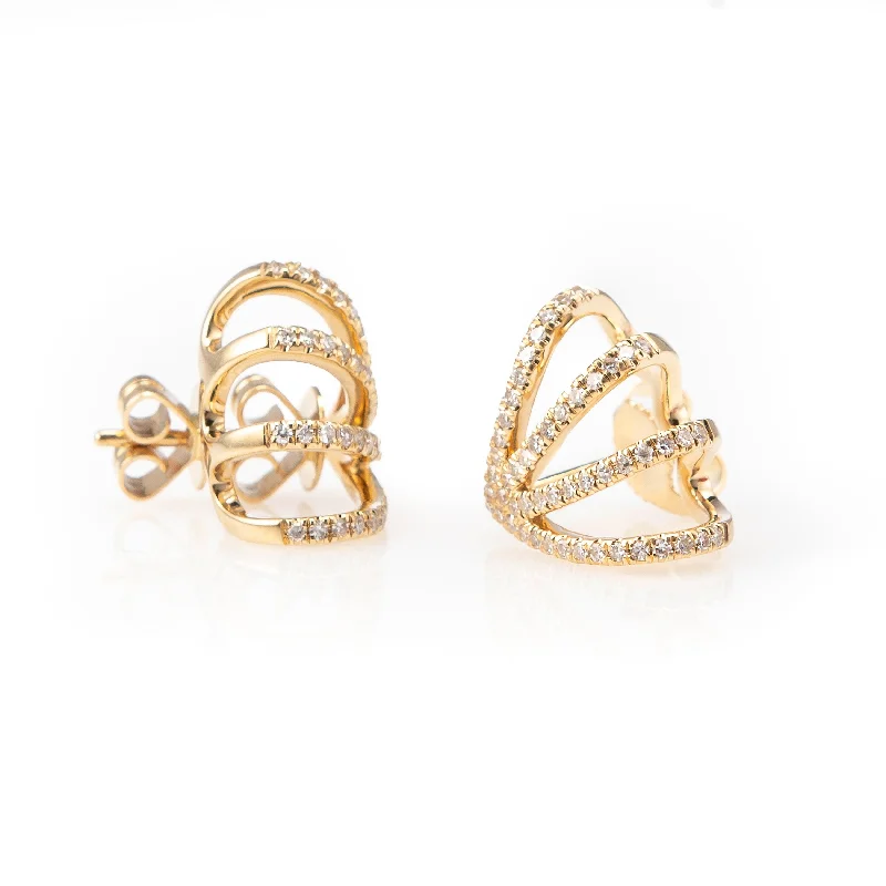 Best hoop earrings with butterfly motifs for a playful and whimsical appearance-Pave Multi Line V Claw Earrings