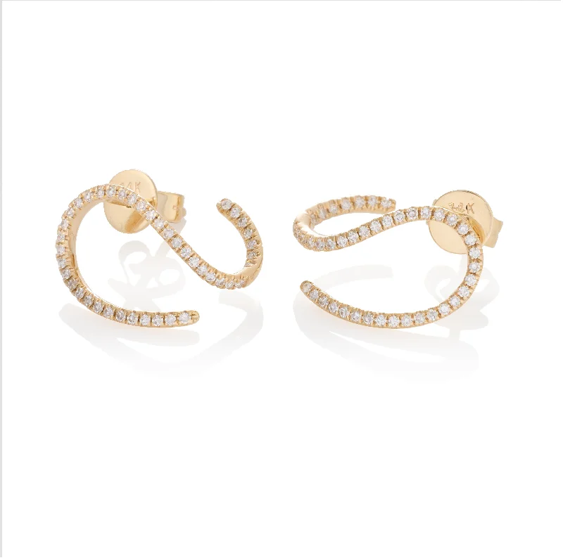 Small hoop earrings for a delicate and understated everyday wear-Petite Diamond Swirl Studs