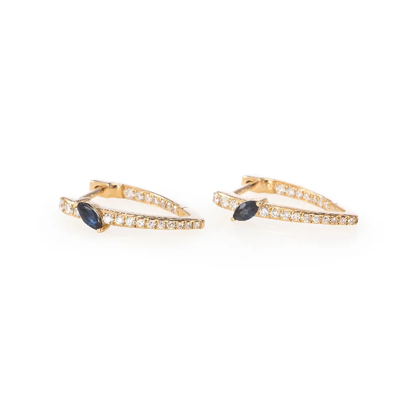 Best hoop earrings with enamel details for a colorful and modern look-Petite Inside Out V Huggies with Sapphires