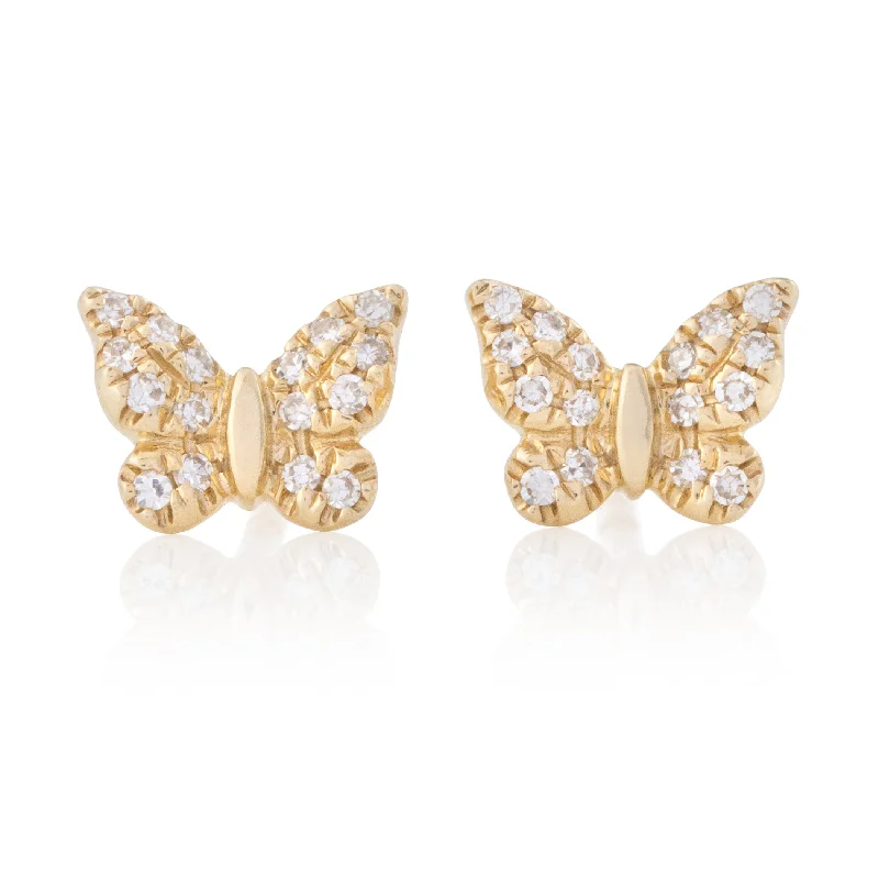 Best hoop earrings with infinity designs for a timeless and meaningful symbol-Petite Pave Butterfly Studs