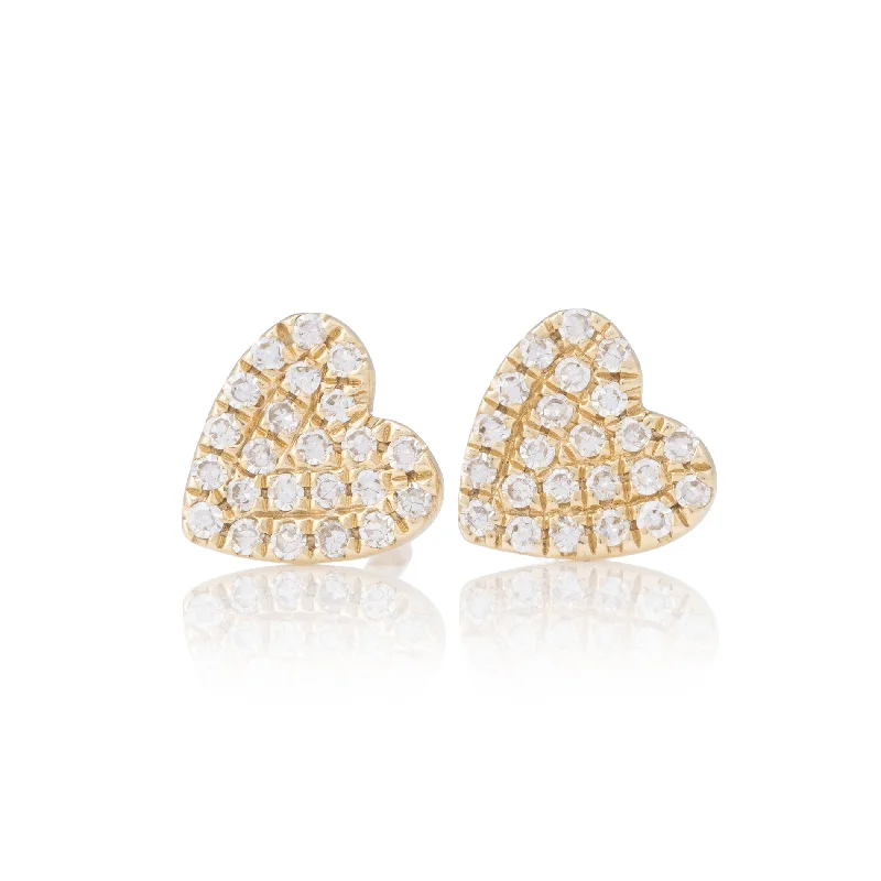 Hoop earrings with dangling charms for a playful and fun look-Petite Pave Heart Earrings