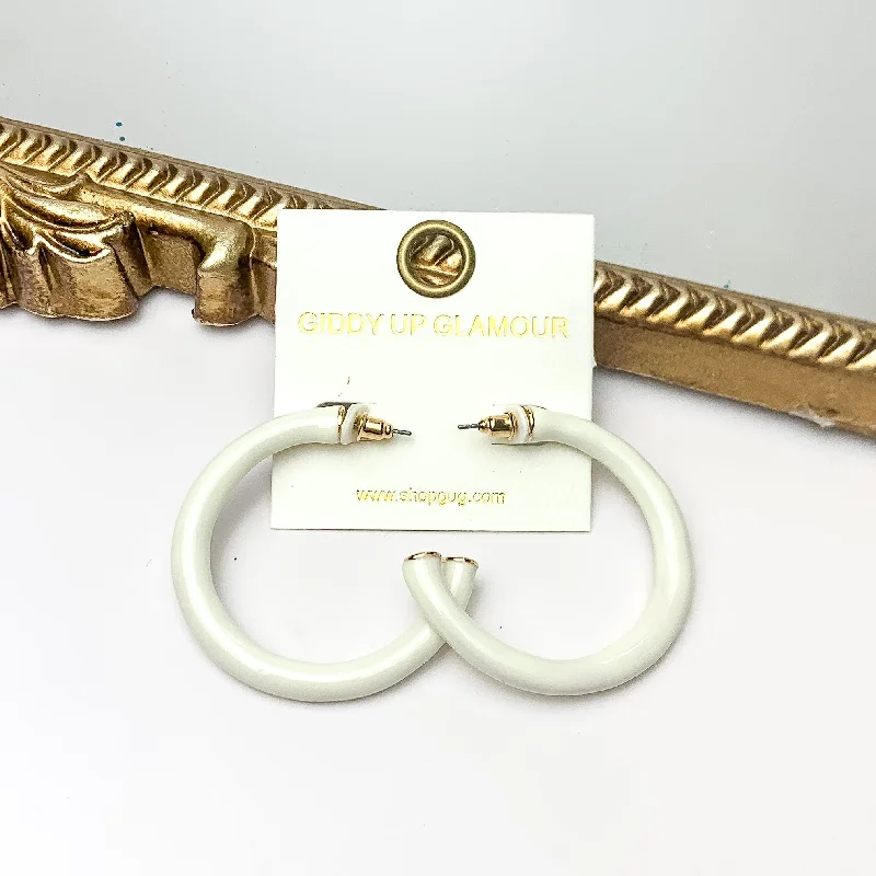 Hoop earrings with spiral designs for a dynamic and fluid look-Plan For Cabo Large Hoop Earrings in Ivory