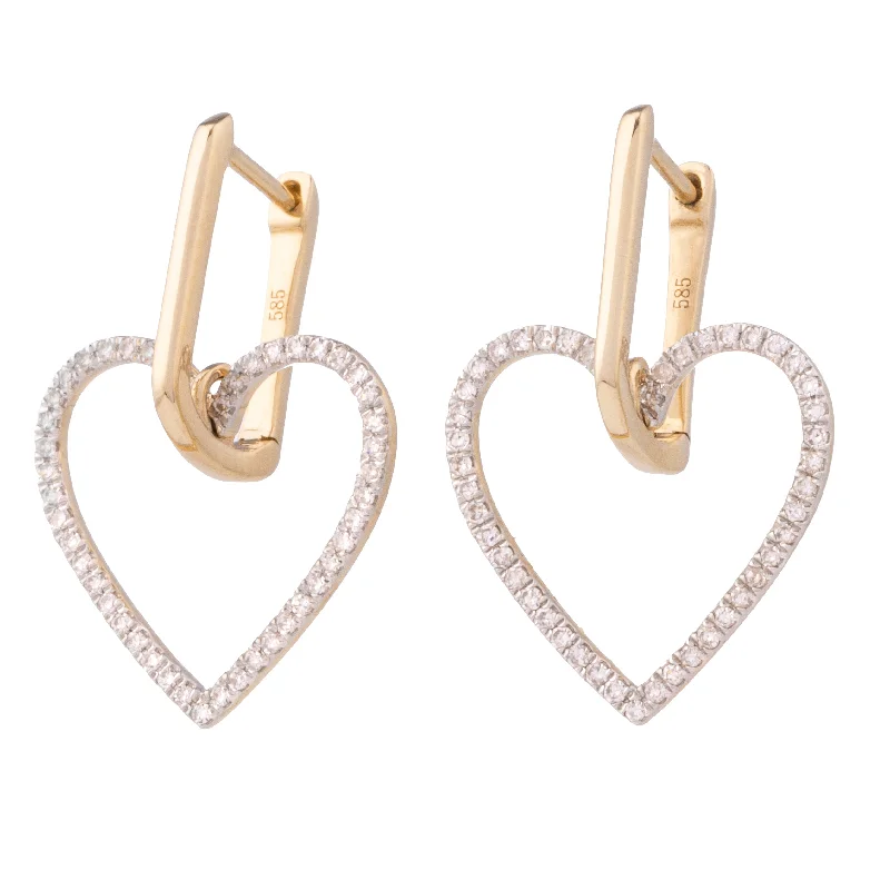 Best hoop earrings with gold for a luxurious and timeless look-Rectangle Huggie and Open Diamond Heart Earrings