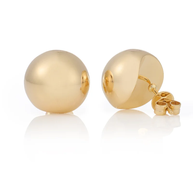 Best hoop earrings with satin ribbons for a soft, feminine appearance-Solid Gold Button Earrings