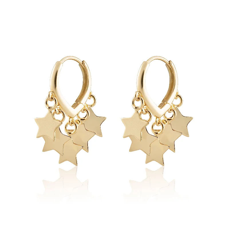 Classic hoop earrings with a thin profile for a sleek and subtle style-Star Shaker  Huggies