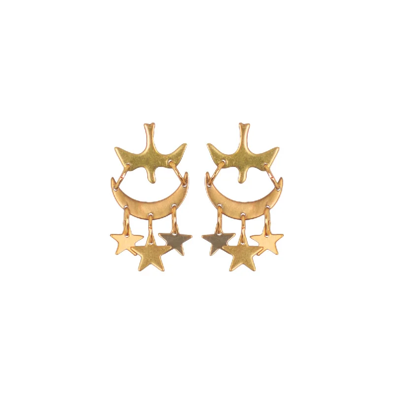 Hoop earrings with leather accents for a sleek and bold combination-Starry Flight Earrings