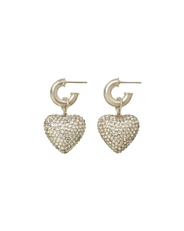 Best hoop earrings with vintage rhinestone embellishments for a retro-glam effect-The Dazzling Puffy Heart Earrings