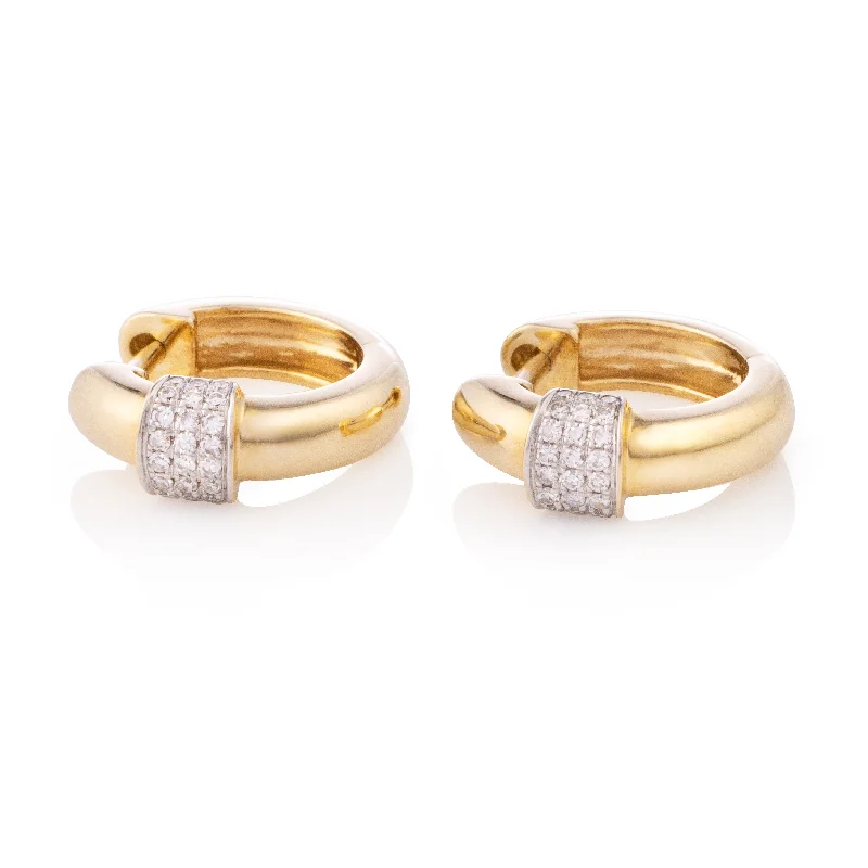 Hoop earrings with rhinestone-studded rims for a glamorous touch-Thick Huggies with Pave Cuff