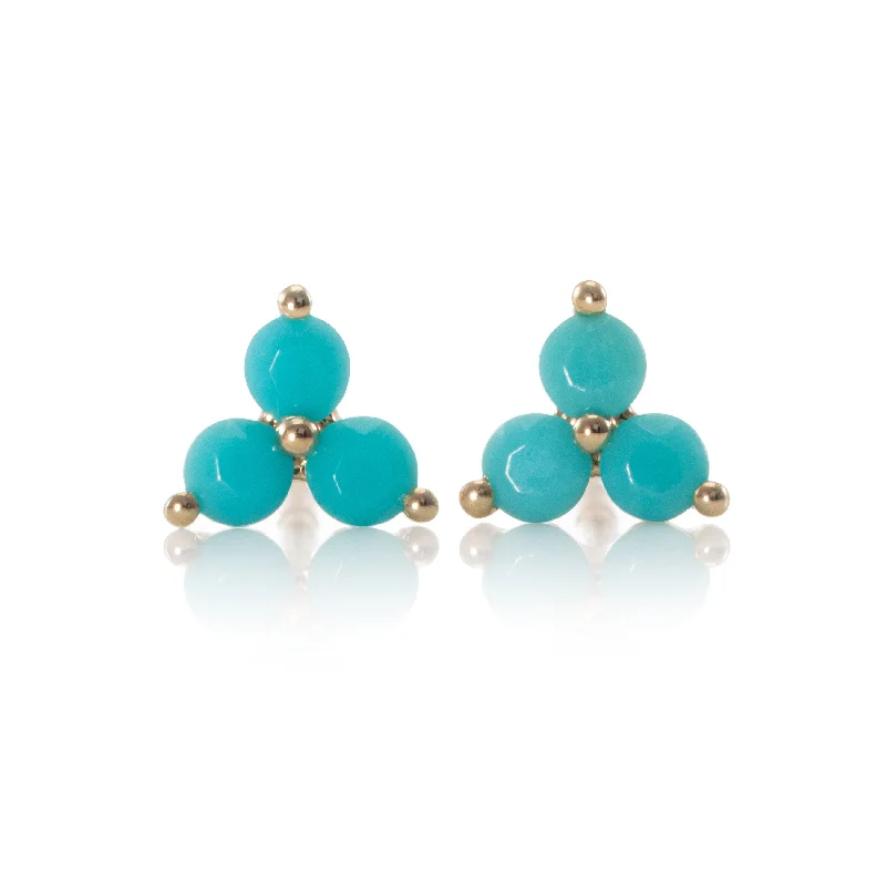 Best hoop earrings with vintage rhinestone embellishments for a retro-glam effect-Flora Turquoise Studs