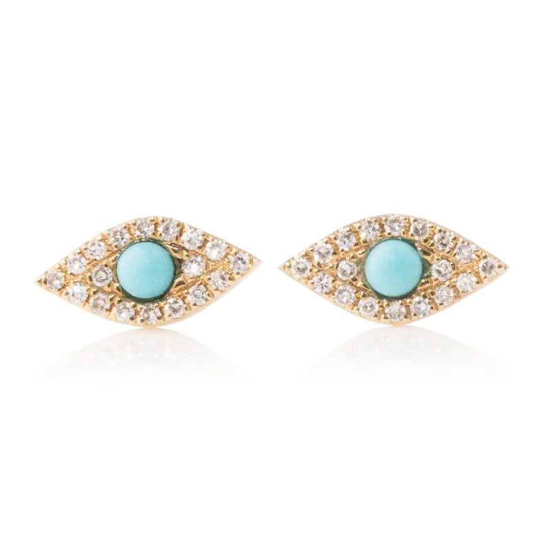 Hoop earrings with tortoiseshell designs for a chic and classic style-Turquoise Evil Eye Studs