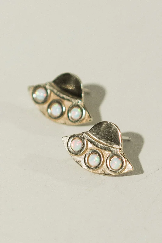 Best hoop earrings with matte finish for a sophisticated, understated design-UFO Earrings with Opal