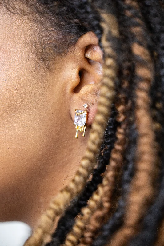 Hoop earrings with braided patterns for a detailed and textured finish-Zircon Drip Stud