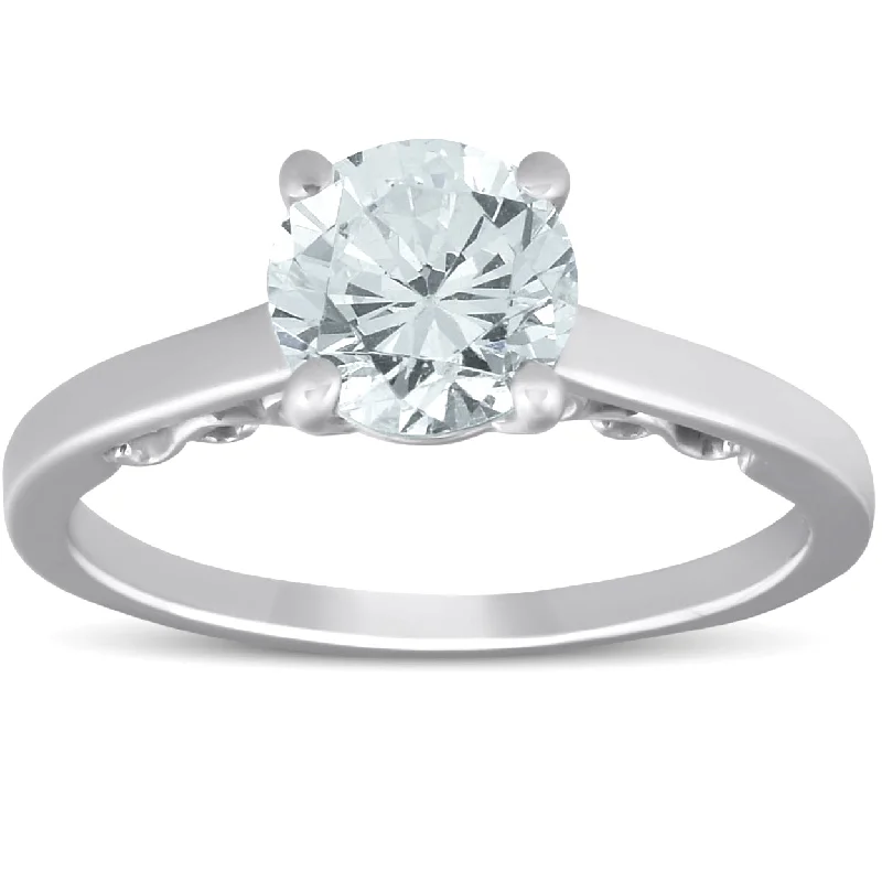 Rings with channel-set turquoise for color -1 1/2 Ct Diamond & CZ Engagement Ring 14k White Gold