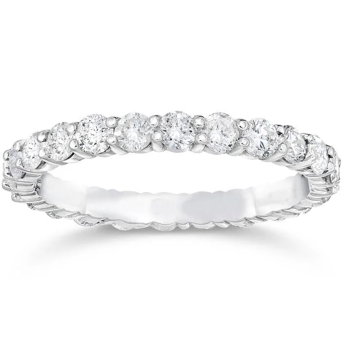 Rings with polished tourmaline for vibrant shine -1 1/2ct Prong Diamond Eternity Ring 14K White Gold