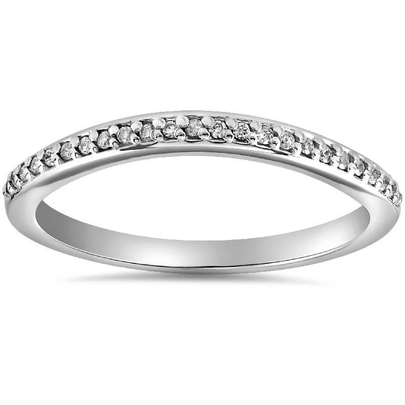 Rings with black diamond for striking contrast -1/10 cttw Diamond Guard Engagement Wedding Ring Enhancer Band 14k White Gold