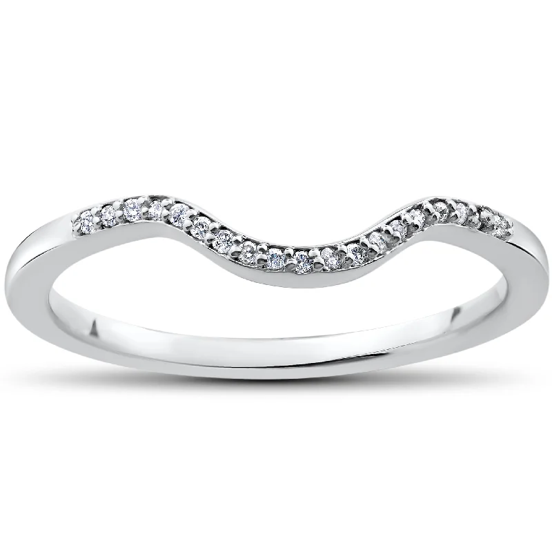 Rings with hematite for sleek metallic sheen -1/16 ct Lab Created Diamond Aria Wedding Curved Contour Ring