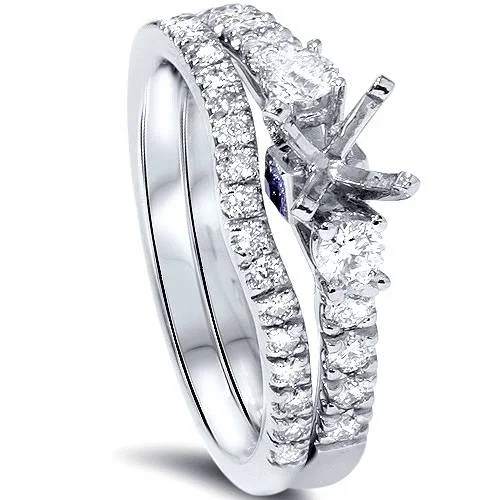 Rings with oxidized silver for antique appeal -1/2ct Diamond Engagement Ring Setting Set 950 Platinum