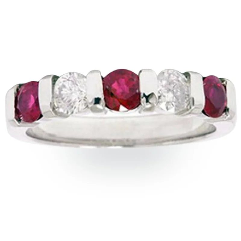 Rings with peacock ore for iridescent glow -1/2ct Ruby & Diamond Wedding Anniversary 14K White Gold Ring