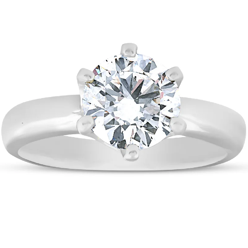 Rings with moonstone gems for ethereal glow -1 3/4Ct Diamond Solitaire Engagement Ring 14k White Gold 6-Prong