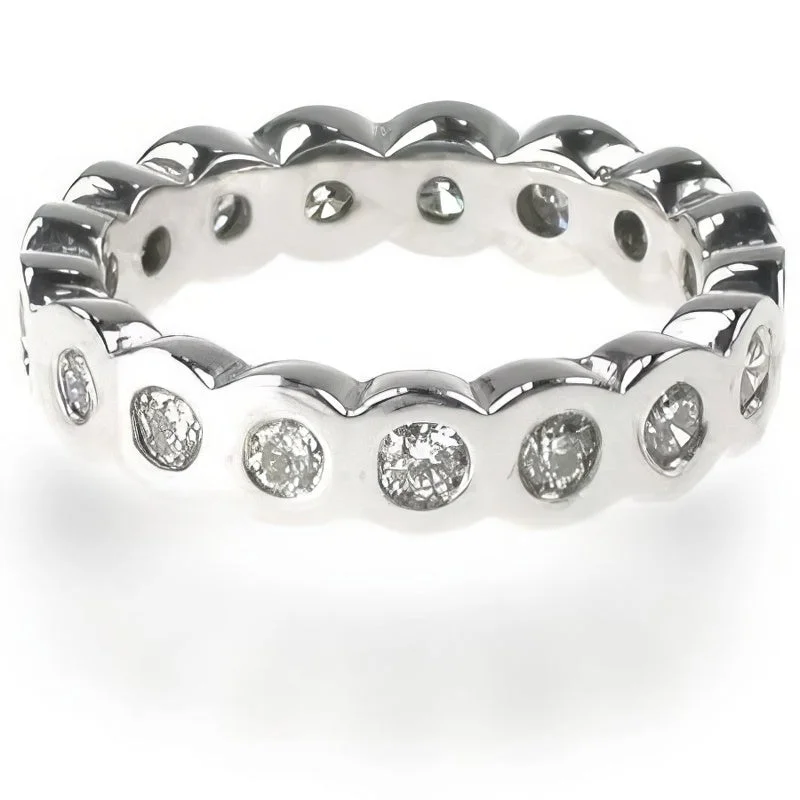 Rings with double bands for modern twist -1.30 CT Round Cut Diamonds - Eternity Ring