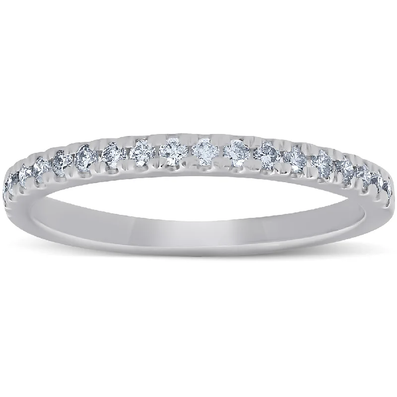 Stackable rings with mixed metal finishes -1/4 Ct Diamond Wedding Ring 10k White Gold