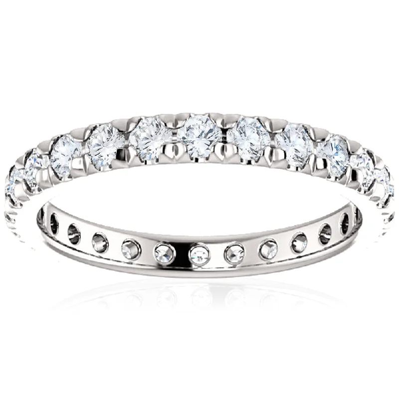 Rings with matte gold for subtle luxury -1 Ct Diamond Wedding Eternity Ring Lab Grown 14k White Gold