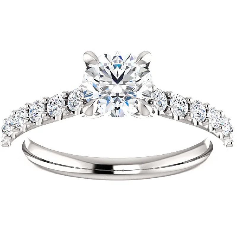 Rings with shield-shaped stones for boldness -1 Ct Round Diamond Engagement Ring 14k White Gold Prong Set Single Row