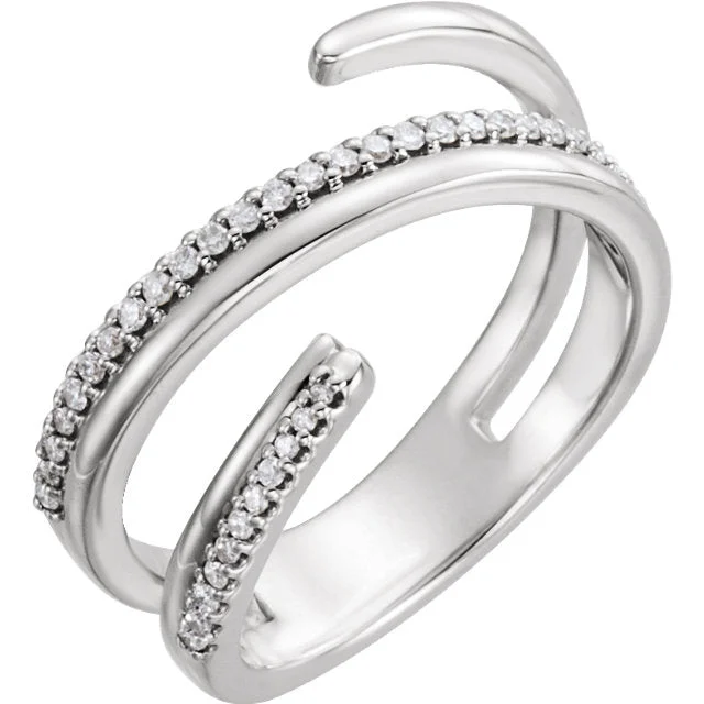 Rings with spiral designs for eye-catching twist -14kt White 1/6 CTW Diamond Negative Space Ring Right Hand Twist Ring