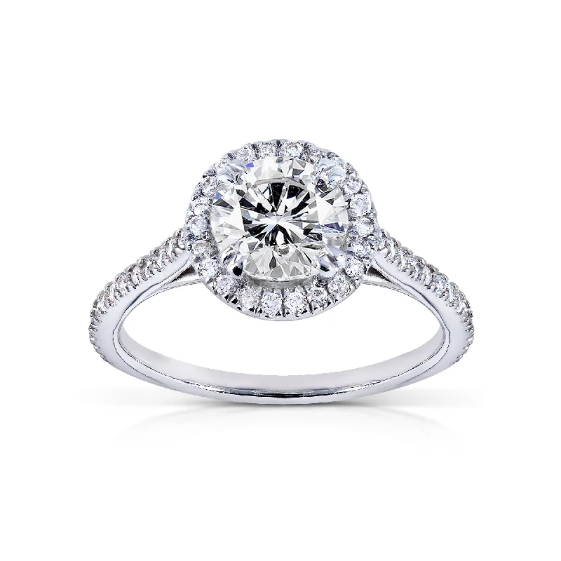 Dainty rings with subtle engraved star motifs -1ct Natural Diamond Halo