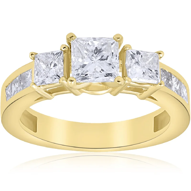 Gold rings with intricate celtic knot patterns -2 1/2 ct Princess Cut Diamond Engagement Ring 14k Yellow Gold