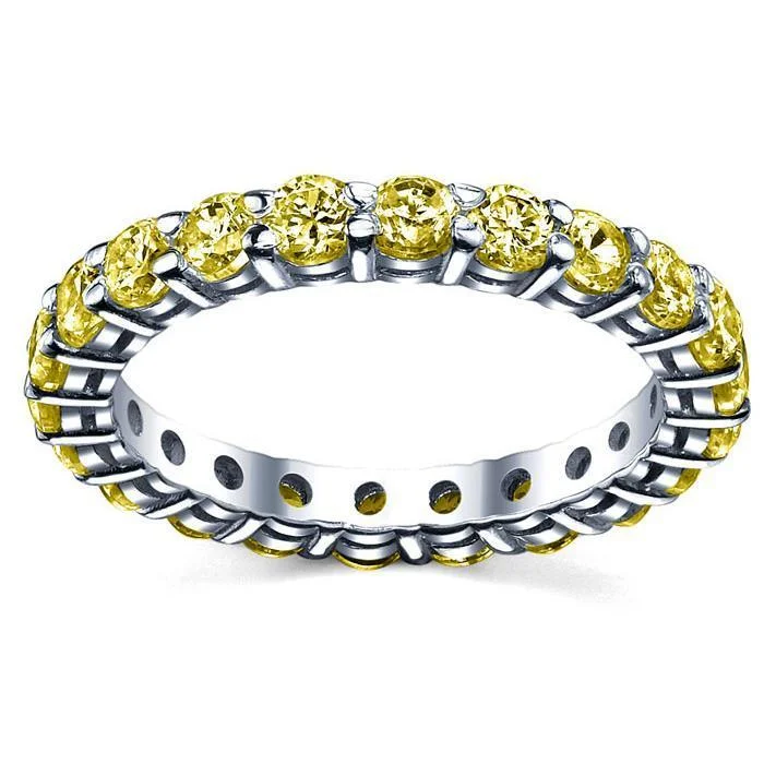 Titanium rings with rugged brushed metal look -2.00 cttw Yellow Sapphire Eternity Ring